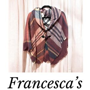48 hour Sale Francesca’s Striped Sweater Poncho multi color LIKE NEW